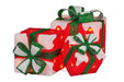 3 Piece Christmas Present Display Set With Lights­ Red Finish - Giftolicious