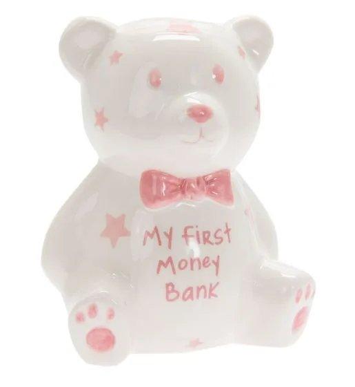 Baby Girl My First Teddy Money Box Pink Small - Giftolicious