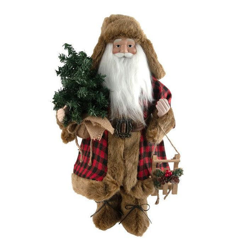 Fabric Santa Burgundy Tartan Xmas Figurine - Giftolicious