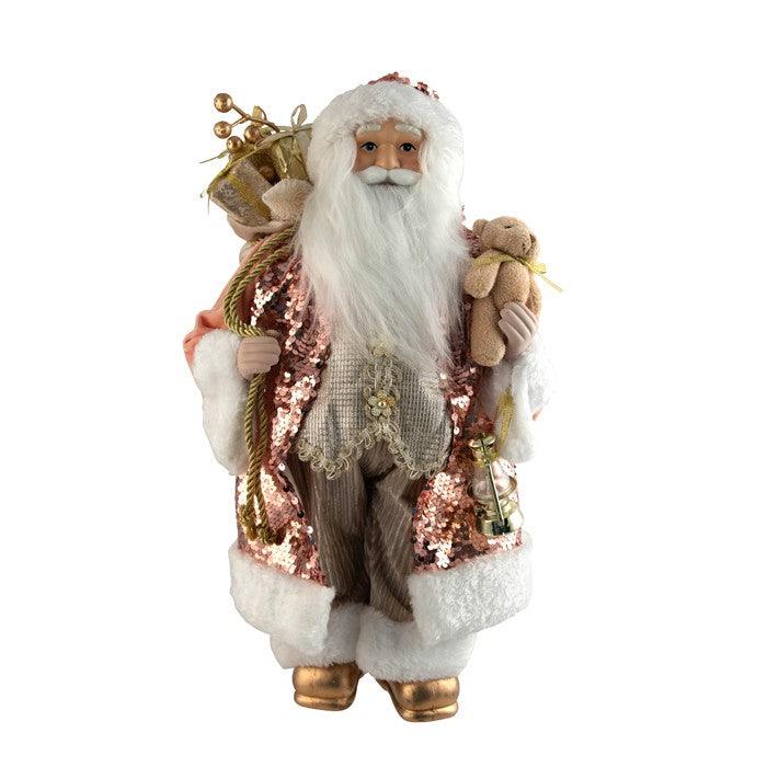 Fabric Santa Pink Champagne Xmas Figurine - Giftolicious