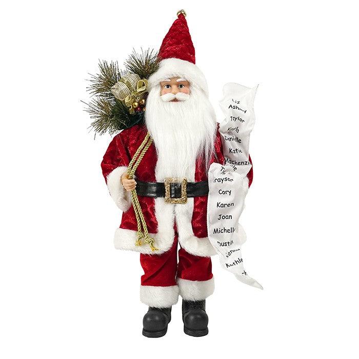 Fabric Santa Red With List And Sack Xmas Figurine - Giftolicious