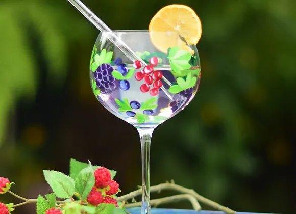 Hand Painted Fruit Gin Glass Berries - Giftolicious