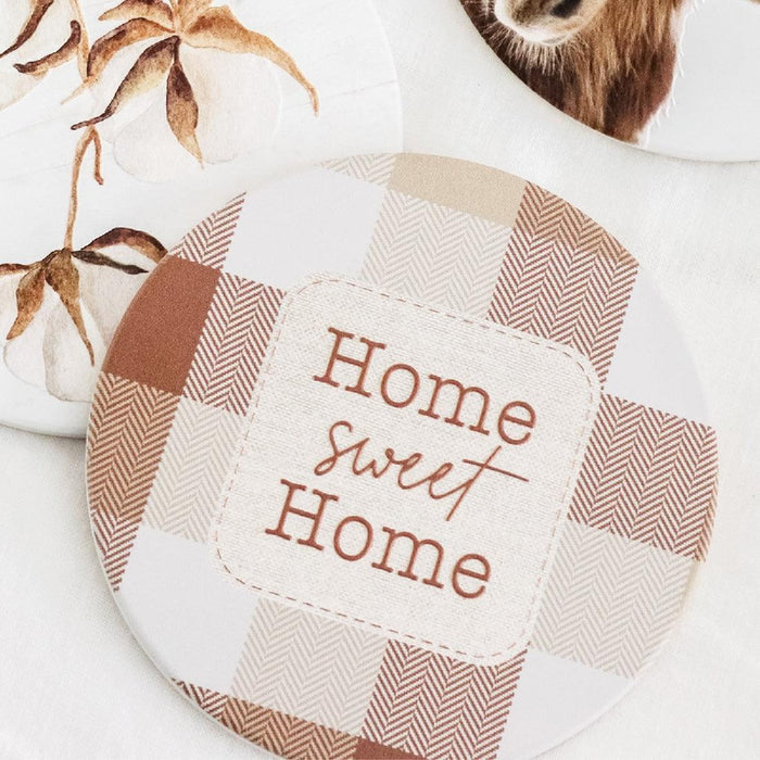 Home Sweet Home Gingham Ceramic Coaster - Giftolicious