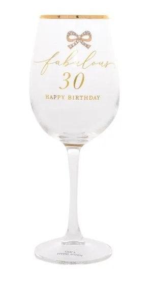 Jewelled 30th Birthday Wine Glass