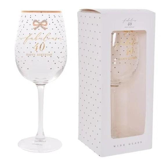 Jewelled 40th Birthday Wine Glass