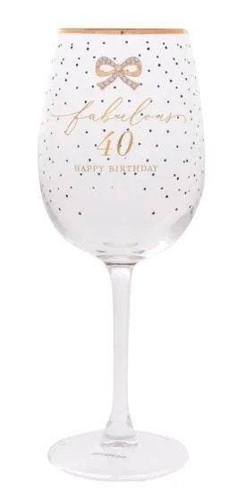 Jewelled 40th Birthday Wine Glass