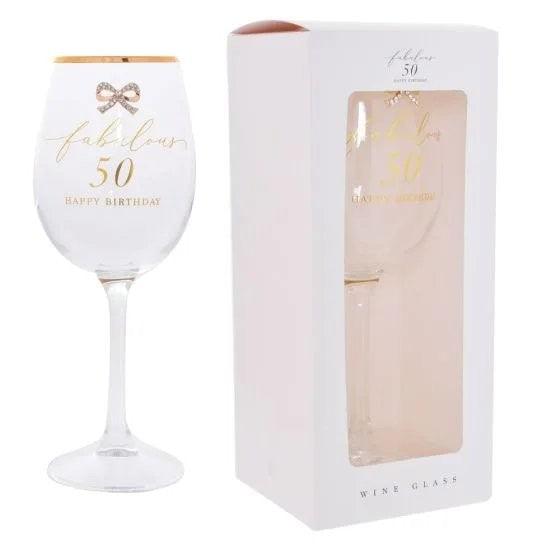 Jewelled 50th Birthday Wine Glass