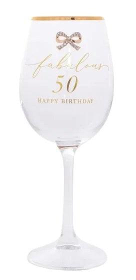 Jewelled 50th Birthday Wine Glass