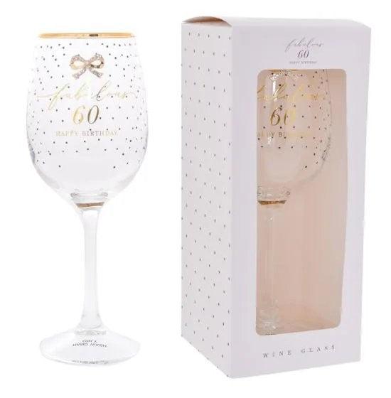 Jewelled 60th Birthday Wine Glass