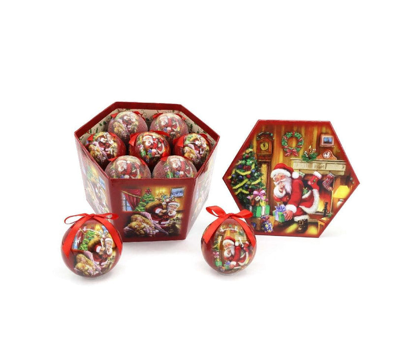 Xmas Bauble Box Fun Santa Tree Decoration 7.5cm*14 - Giftolicious