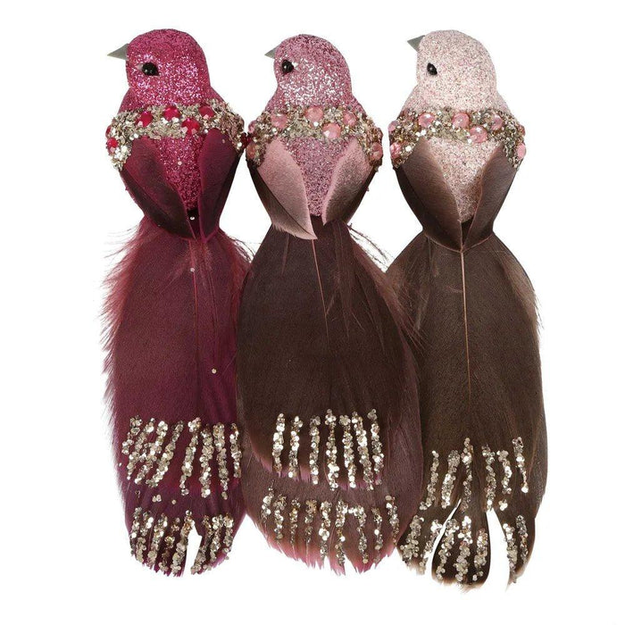 Xmas Joule Boxed Set Of Three Clip On Birds Pink - Giftolicious