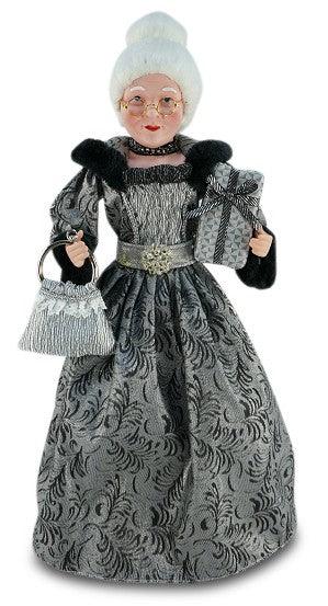 Xmas Standing Mrs Claus Black And Silver 60cm Figurine - Giftolicious