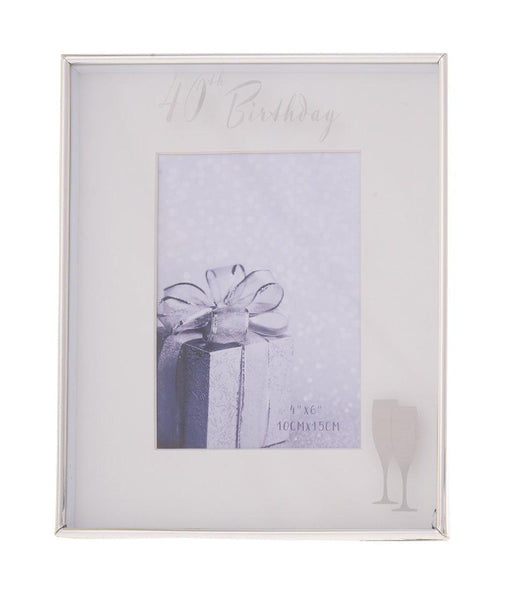 Birthday Frame Silver 40th 4x6. - Giftolicious