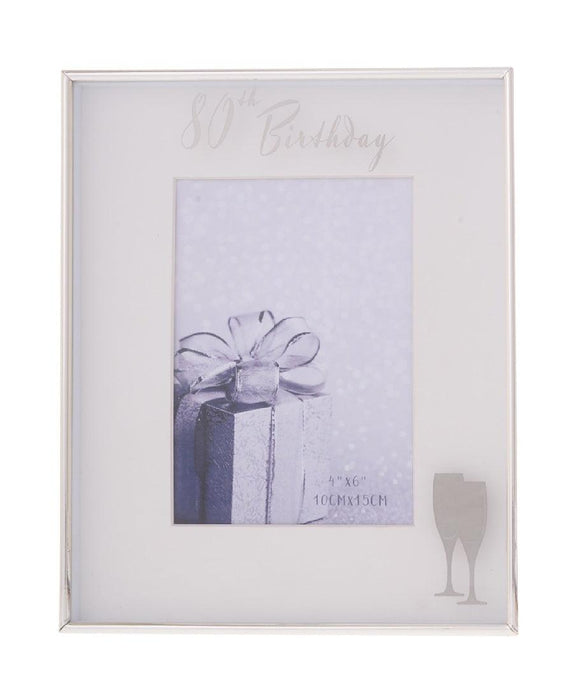 Birthday Frame Silver 80th 4x6 - Giftolicious